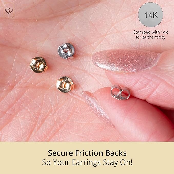 butterfly push backs for stud earrings for women in 14k yellow or white gold better and best by max + stone