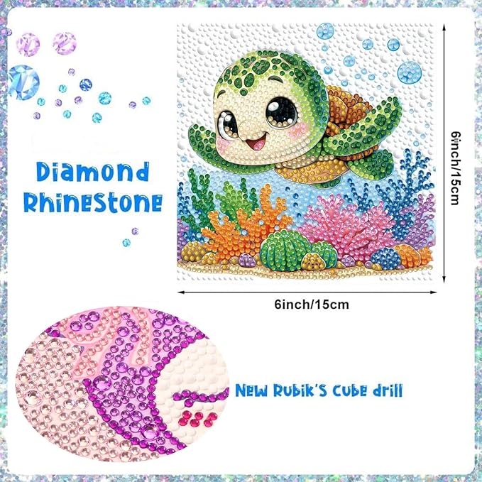 Dlylust Sea Turtle Diamond Art Kits for Kids with Frame, Gem Art for Kids Ages 4-8-12, Easy Diamond Painting Kit with Beautiful Package for Gift Home Wall Decor