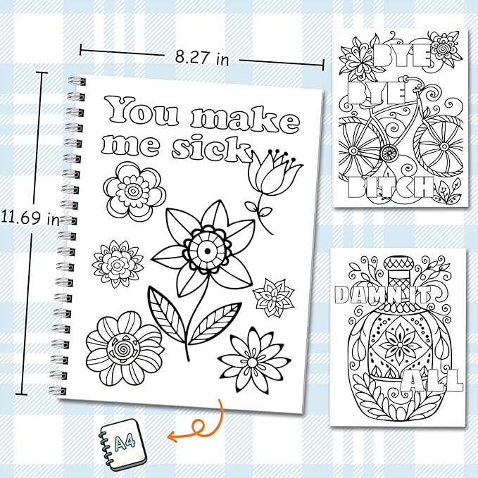Zouier Swear Word Coloring Books with 36 Markers for Adults Relaxation, Funny Adult Coloring Book Spiral Bound for Women, Self Care Get Well Gifts for Women After Surgery
