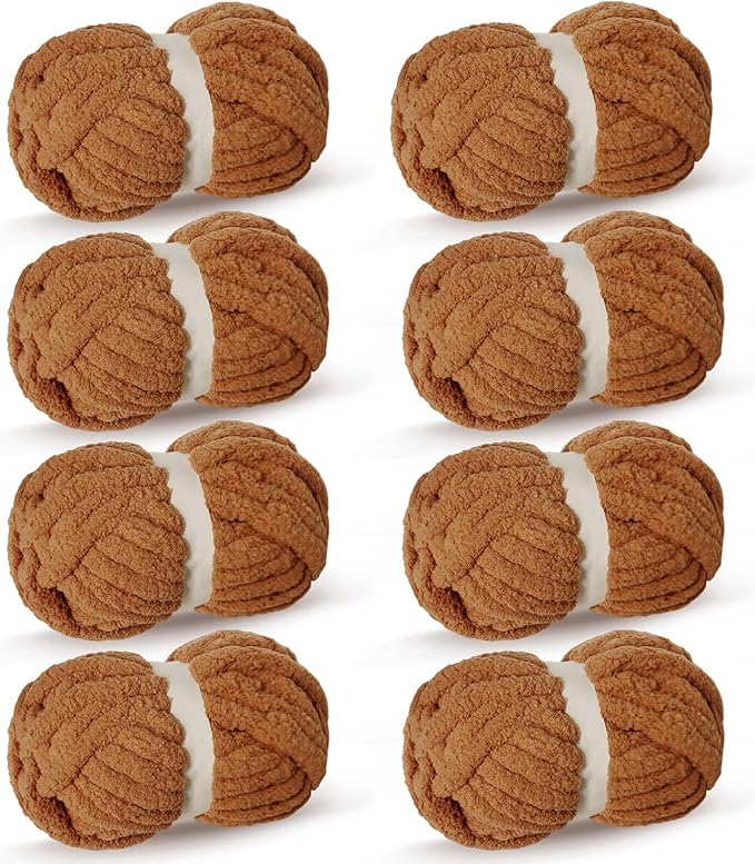 Bulky Thick Fluffy Yarn for Crocheting/Knitting, Super Bulky Hand Blanket, Soft Plush Yarn for Carpet/Scarf/Cushion, 8 Jumbo Pack (63.76oz/197.68yd)