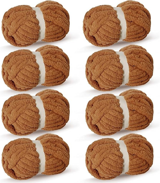 Bulky Thick Fluffy Yarn for Crocheting/Knitting, Super Bulky Hand Blanket, Soft Plush Yarn for Carpet/Scarf/Cushion, 8 Jumbo Pack (63.76oz/197.68yd)