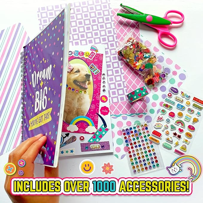 girlzone ultimate collage scrapbook kit, includes scrapbook stickers and fun scrapbook accessories to make an amazing 40-page photo album scrapbook, perfect for valentine and easter gifts
