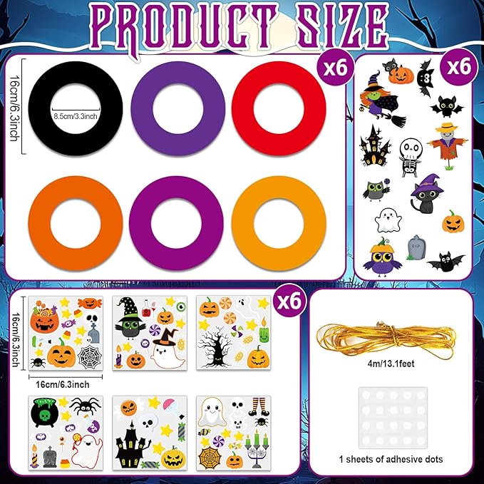 36 Sets Halloween Wreath Craft Kits DIY Hanging Wreath Ornaments Halloween Paper Hanging Ornaments Make Your Own Pumpkins Ghost Witch Bats Paper Art Craft for School Home Party Decor Activities
