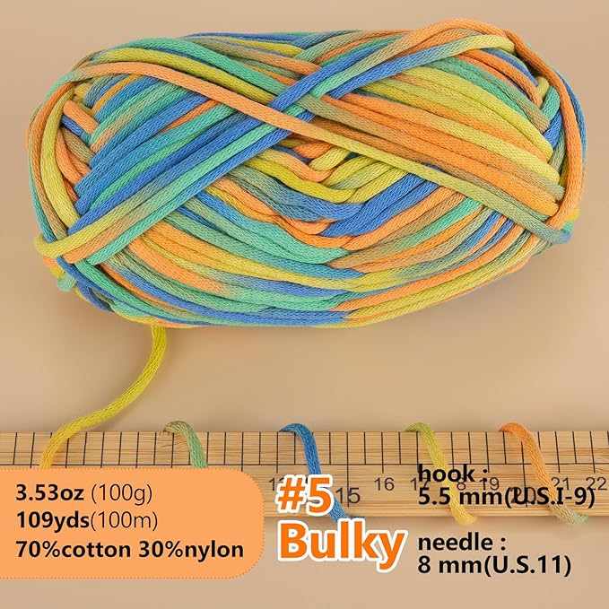 Yarn for Crocheting,100g Soft Yarn for Crocheting,Crochet Yarn for Sweater,Hat,Socks,Blankets(Orange Blue)
