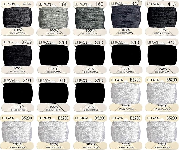 Embroidery Floss bobbins - Cross Stitch Threads - Friendship Bracelets Floss - Crafts Floss - 20 Bobbins Per Pack Embroidery Floss, Beaver Gray Gradient