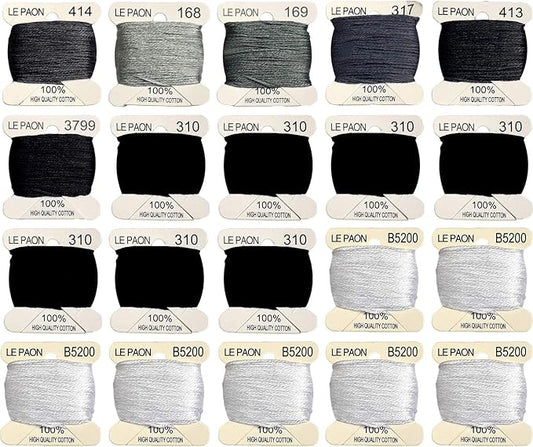 Embroidery Floss bobbins - Cross Stitch Threads - Friendship Bracelets Floss - Crafts Floss - 20 Bobbins Per Pack Embroidery Floss, Beaver Gray Gradient