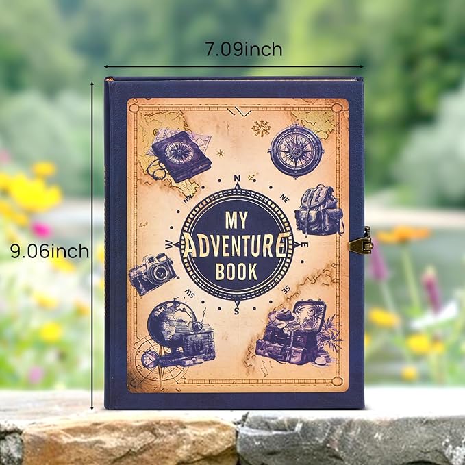 My Adventure Book Scrapbook – Retro-Style Embossed Photo Album with 124 Pages, DIY Memory Travel Journal for Couples, Anniversary, Wedding, and Valentine's Day Gifts(Mystic Blue Adventure Style)