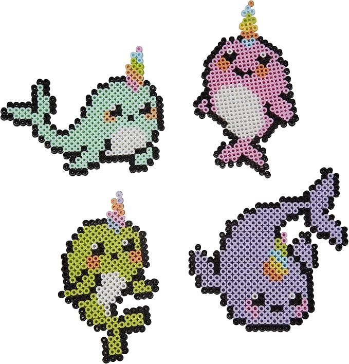 Fuse Beads Super Value Kit- 8000 Beads- Unicorn & Narwhals- Includes 12 Colors, 4 Peg Boards, Tweezers, Ironing Paper & Design templates- DIY Art Craft Project for Kids Vacation, Camp Or Holiday Gift