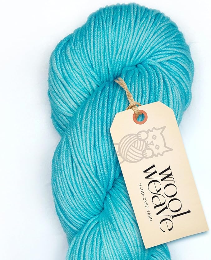 Superwash Merino Wool Yarn for Knitting & Crocheting - Premium Hand Dyed Yarns, 100gr, 240 Yards, Dk Weight - Luxurious, Soft & Durable Aqua Blue Yarn