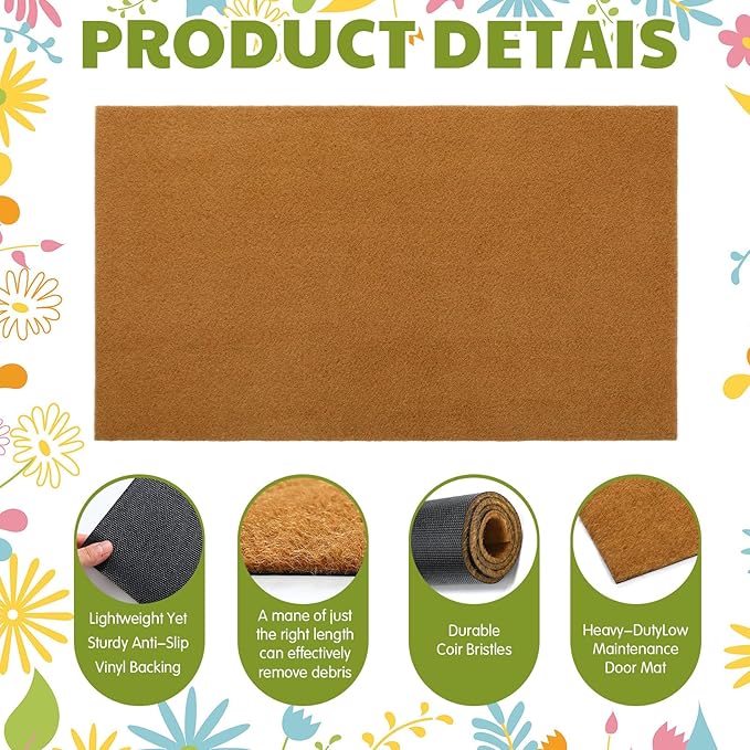 Chunful 3 Set Easter Blank Door Mats for Crafting 3 Pcs 17" x 30" Plain Doormat for Painting with 16 Reusable Easter Stencils Painting Tools for DIY Crafting Bunny Party Decor