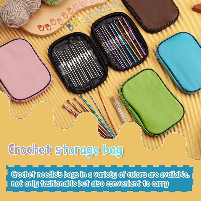 IMZAY 110 Pcs Crochet Hooks Set, Crochet Needles, Ergonomic Crochet Hooks Kit with Storage Case, Knitting Accessories, Knitting Blunt Needles Stitch Marker DIY Hand Knitting Craft for Beginners