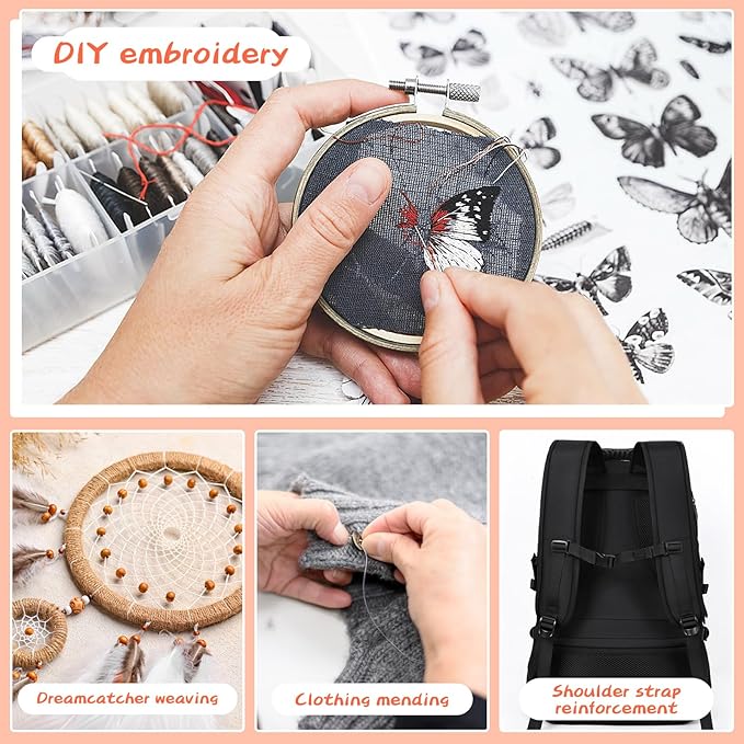 14 Skeins Black Embroidery Thread: Embroidery Floss 120 Yards Friendship Bracelet String Cross Stitch Cotton Yarn for DIY Bracelet Making
