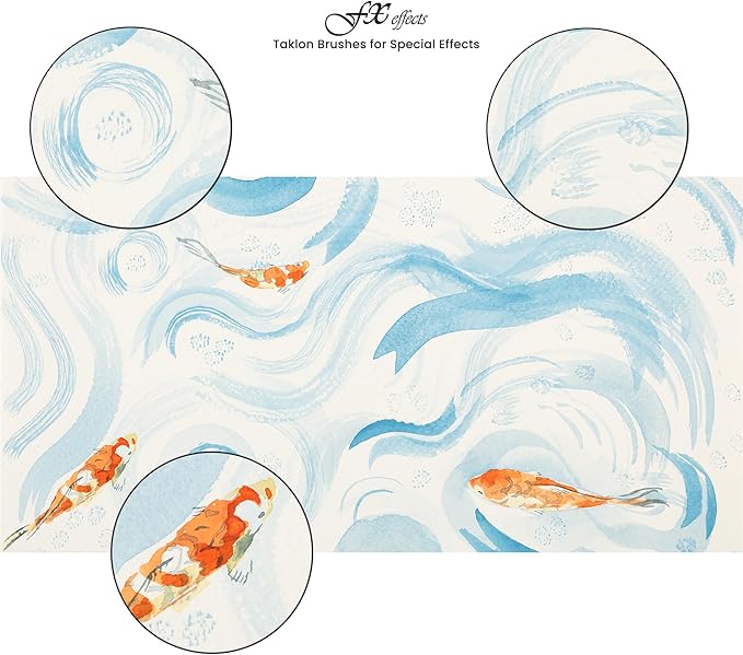 Creative Mark FX Effects Taklon Paint Brushes, Set of 10 - Watercolor, Acrylics & Oil Paint - Soft, Resilient Brush Styles: Multi-Liner, Ribbon, Angular, Dabber, Dagger - w/Resealable Vinyl Pouch