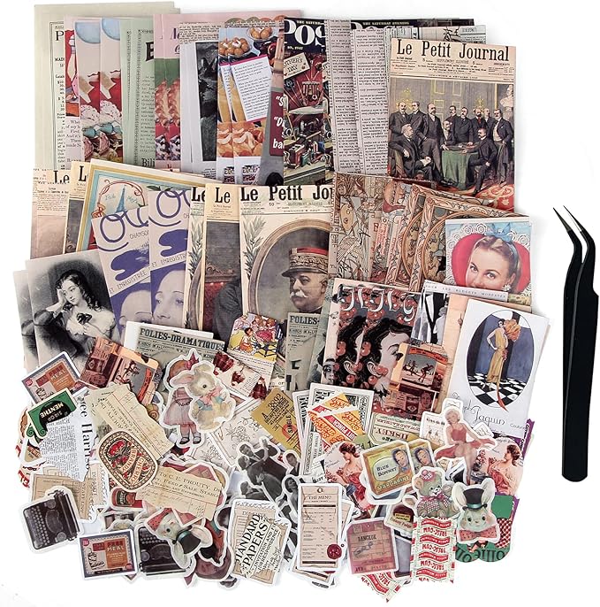 TIYPKE 200pcs Cute Stickers for Journaling - Vintage Scrapbook Paper Aesthetic People Washi Stickers for Bullet Supplies Kit Junk Journal Planners Scrapbooking Supplies Kit Journaling Stickers