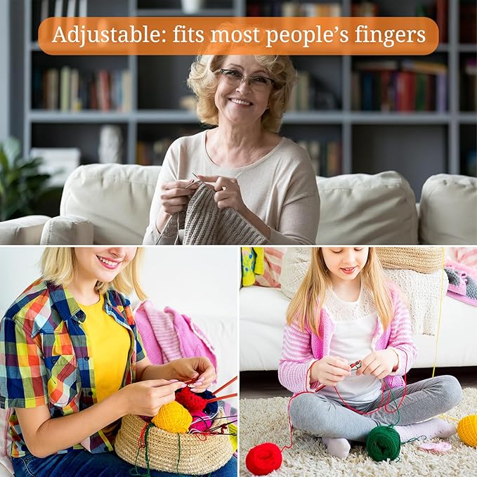 HUISUYTON 9PCS Crochet Ring for Finger, Adjustable Crochet Tension Ring, Yarn Rings for Crocheting Knitting Christmas Gifts for Women