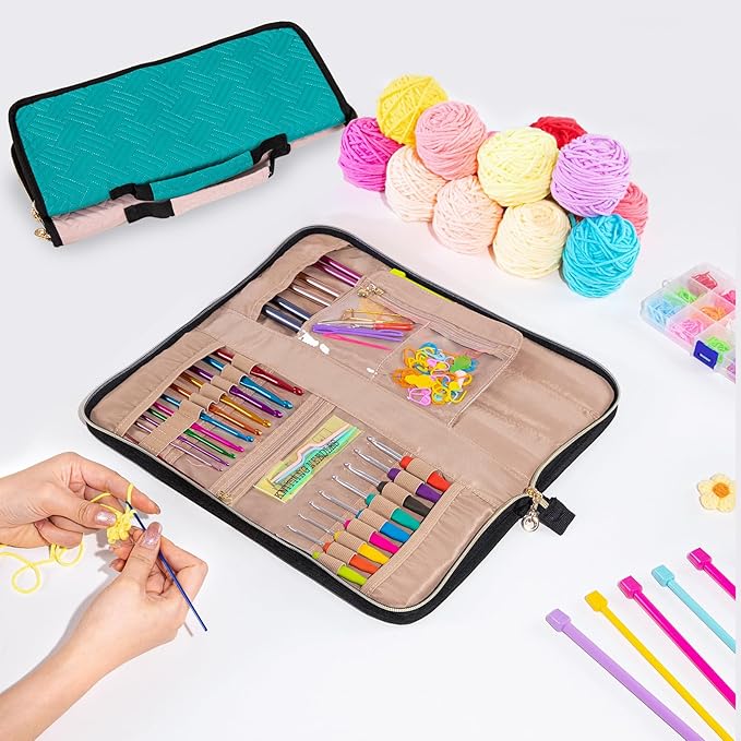 Knitting Needles Case (up to 14 Inches) - Needle & Crochet Hook Organizer