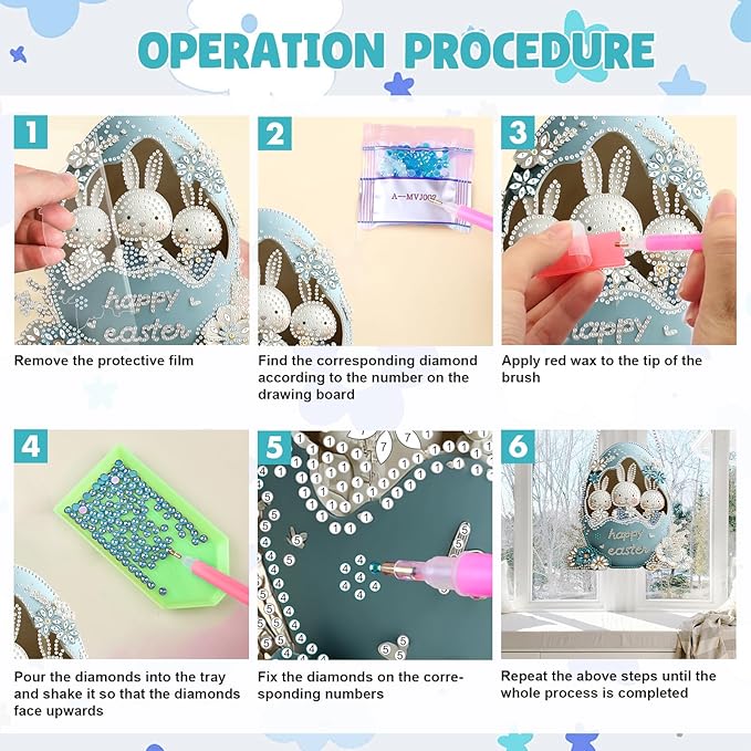 MAXBYE Easter Eggs Hanging Diamond Art Painting Kits for Adults Beginners, DIY 5D Special Shaped Crystal Painting Diamond Kits Hanging Ornament for Gift Home Wall Door Decor 8×12Inch