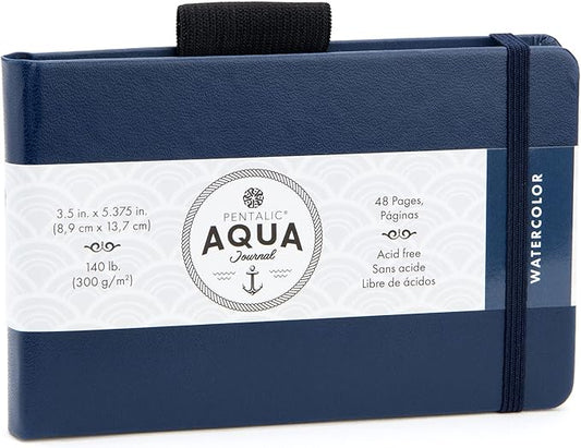 Pentalic 3.5" x 5.375" Aqua Journal, Watercolor, 48 Pages, Blue