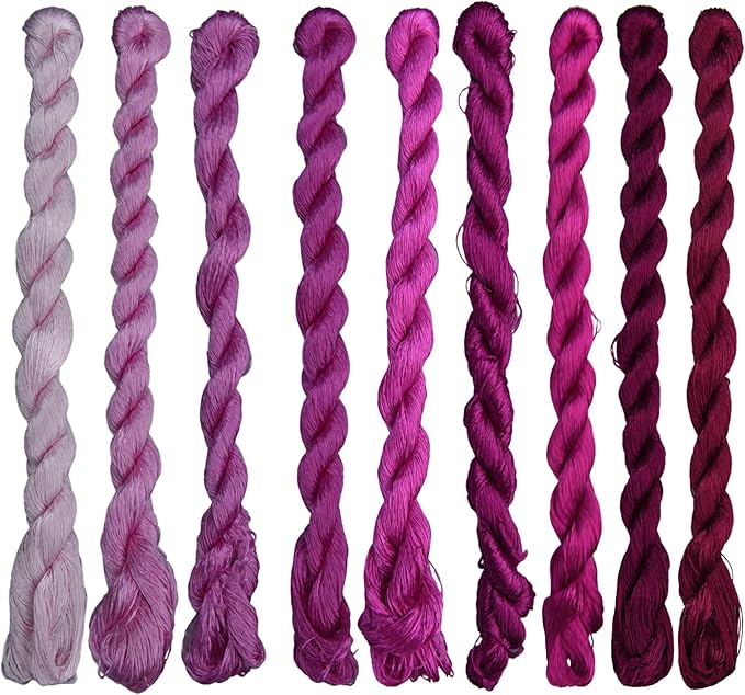 Natural 100% Silk Thread, Handmade Embroidery Thread Silk Floss 9 Colors 110m Each (38)
