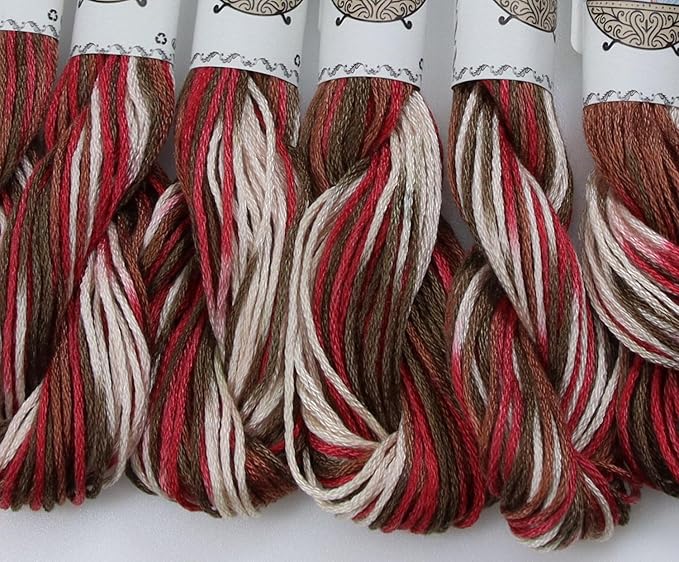 KCS Big skeins of 25 Meters Size 25 Color Variegated Cross Stitch Stranded Threads,6 skeins,4516