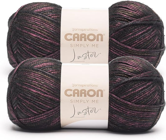 Caron Simply Me Luster Ruby Yarn - 2 Pack of 170g/6oz - 65% Nylon, 35% Acrylic - #4 Worsted (Medium) - 360 Yards - Knitting/Crochet
