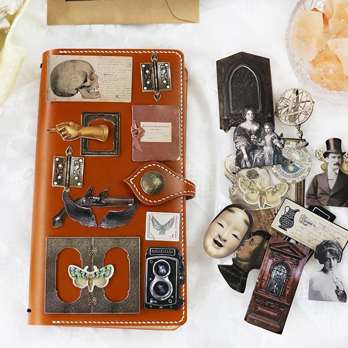Vintage Junk Journal Items Kit Pre Cut Paper Cards Cutout Cardstock Art Aesthetic Decor Hollow Out Craft Elements Small Embellishments Supplies for Adults Scrapbook Pack (Characters)