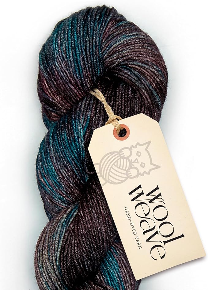 Superwash Merino Wool Yarn for Knitting & Crocheting - Hand Dyed, 100gr, 240 Yards, Dk Weight - Luxurious Blue & Purple Variegated Yarn