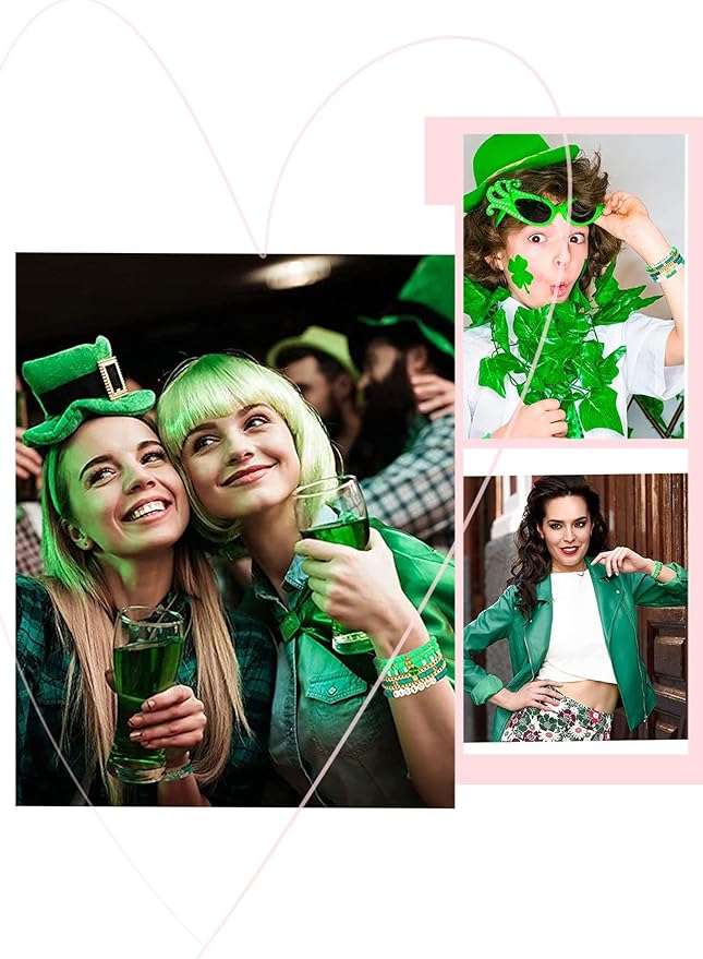 2566PCS+ St. Patrick's Day Beads for Jewelry Making Green Heishi Pearl Star Letter Clay Wooden Irish Round Loose Beads with Enamel Luck Shamrock Hat Pendants for DIY Necklace Bracelets Making Kit