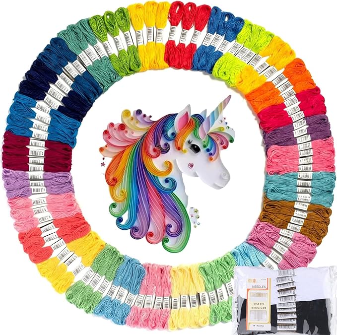 athena’s elements embroidery floss | rainbow thread for embroidery, cross stitch thread, customized independent packaging（100 colors）(unicorn color palettes)