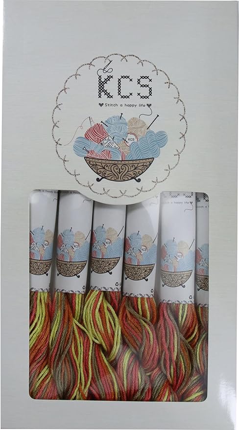 KCS Big skeins of 25 Meters Size 25 Color Variegated Cross Stitch Stranded Threads,6 skeins,4510