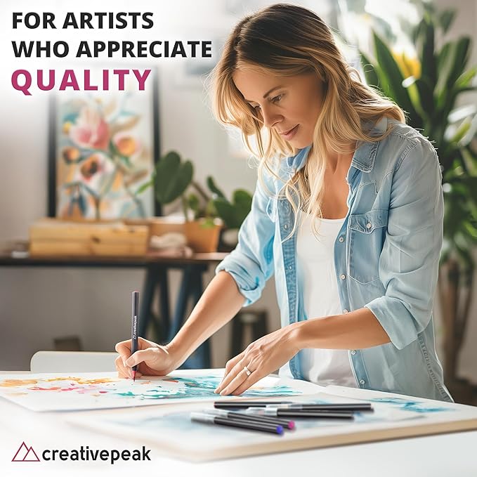 Creativepeak Watercolor Brush Pens - 24 Vibrant Soft Tip Coloring Markers with 2 Blending Brushes - Premium Art Supplies for Calligraphy, Lettering, Coloring & Journaling