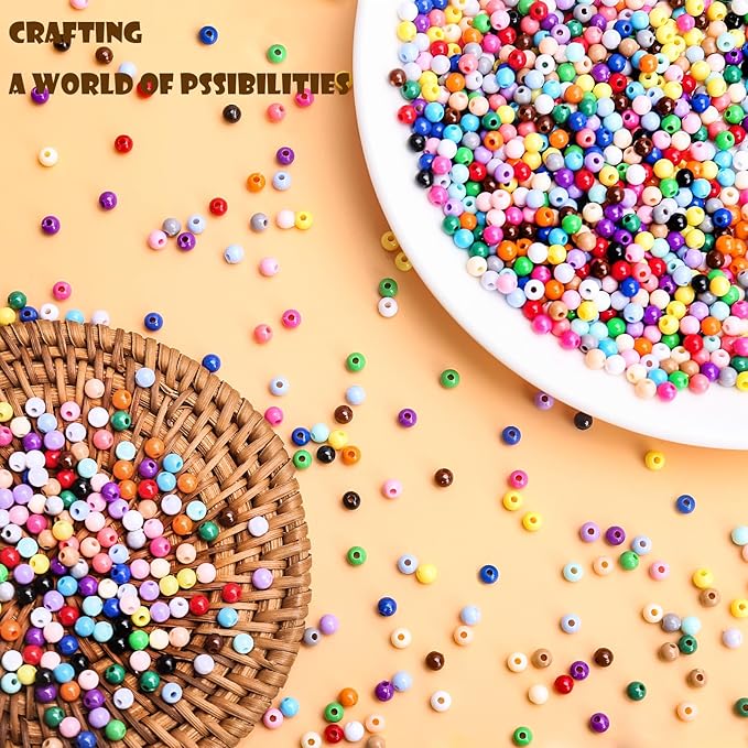 bonny boxx 2000pcs 4mm smooth sapphire acrylic round beads, plastic resin bubblegum balls chunky gumball beads for necklace and bracelet making, crafting supplies