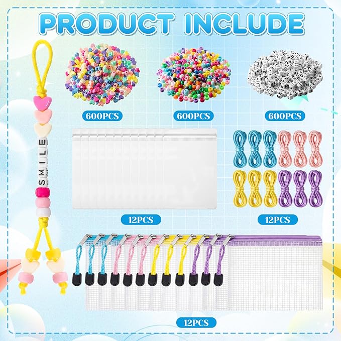 Tondiamo 1836 Pcs 12 Set DIY Bead Making Gift Bulk, Letter Bead Friendship Bracelet Craft Jewelry Charm Keychain Making for Operation Christmas Filler Party Favor(Macaron Color,Heart)