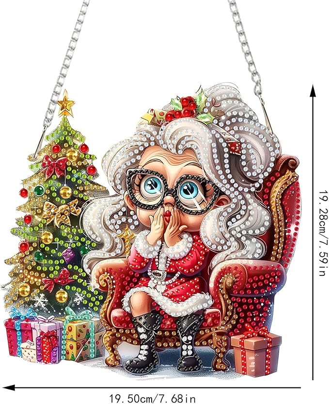 SENQAO Christmas Diamond Art Hanging Kits for Adults Kids, Grandma Diamond Art Suncatchers, 5D Special Shape Diamond Painting Pendant Window Ornament Gifts for Home Door Wall Decor