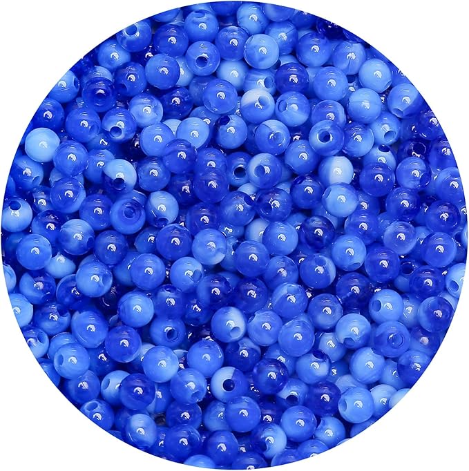 bonny boxx 1000pcs 6mm sapphire jade round beads, smooth acrylic balls, plastic resin gumball bubblegum chunky beads for necklace & bracelet making, crafting supplies