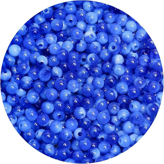 bonny boxx 1000pcs 6mm sapphire jade round beads, smooth acrylic balls, plastic resin gumball bubblegum chunky beads for necklace & bracelet making, crafting supplies