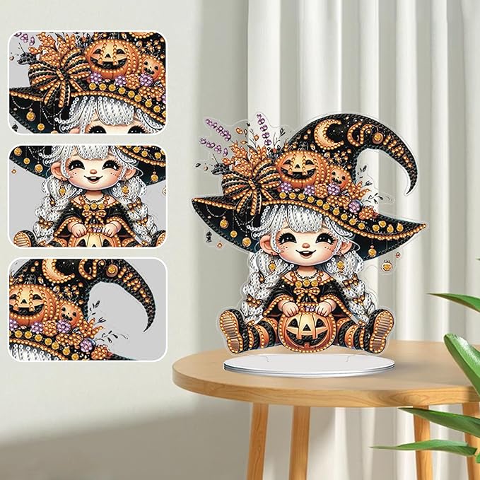 AIBOERL Tabletop Ornament DIY Diamonds Art Painting kit,Halloween Desktop Diamonds Painting Kit for Adult, Acrylic Diamonds Painting Board Kit Ornament, Special Crystal Diamond