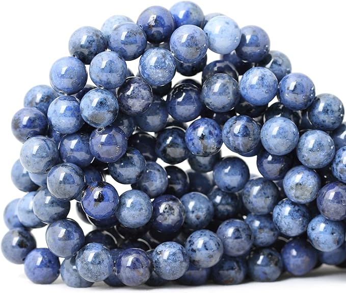 cheavian 35pcs 10mm natural blue dumortierite stone round loose beads for jewelry making diy bracelet necklace materials 1 strand 15"