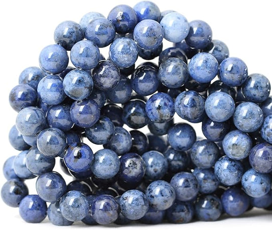 cheavian 35pcs 10mm natural blue dumortierite stone round loose beads for jewelry making diy bracelet necklace materials 1 strand 15"