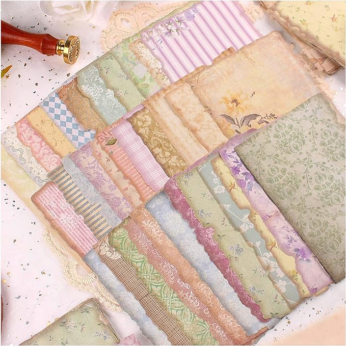 180 Sheets Vintage Scrapbook Paper, Journaling Scrapbooking Supplies, Antique Aged Looking Background Paper for Junk Journals Card Making Mixed Media Decoupage Craft Arts Deco