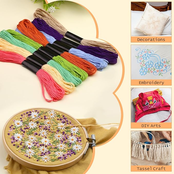 50 Skeins Embroidery Floss, Rainbow Colors Friendship Bracelet String and Cross Stitch Thread, Embroidery Thread for DIY Friendship Bracelet Project, Craft Floss String for Cross Stitch Crafts