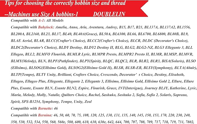 DOUBLELIN Prewound Bobbins, Size A/Style A/Class 15 / SA156 / Size 11.5, Plastic Sided, Polyester, 144 pcs – for Sewing & Embroidery Machines (40S/2 White)