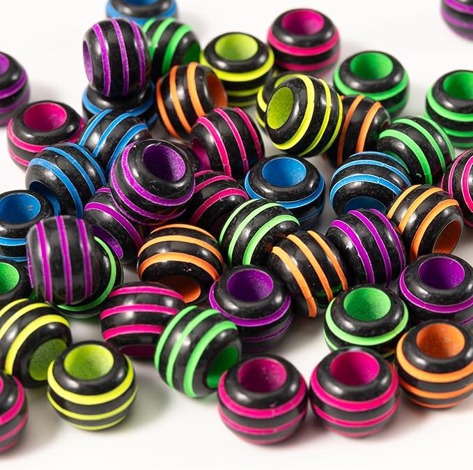 Gxueshan 1000 Pcs Acrylic Plastic Mix Rainbow Pony Beads 6x9mm Large Hole Pens Hair Braiding Bulk Kandi Beads for Friendship Bracelet Necklace Jewelry Making Kit