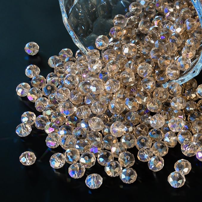laopottbeads 460pcs 8mm crystal glass beads for jewelry making beads for bracelets necklace pendants making supplies(silver champagner)