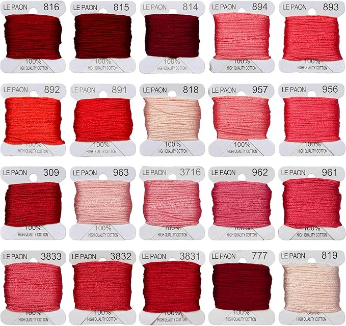 Premium Rainbow Color Embroidery Floss bobbins - Cross Stitch Threads - Friendship Bracelets Floss - Crafts Floss - 20 Bobbins Per Pack Embroidery Floss,Pink Gradient