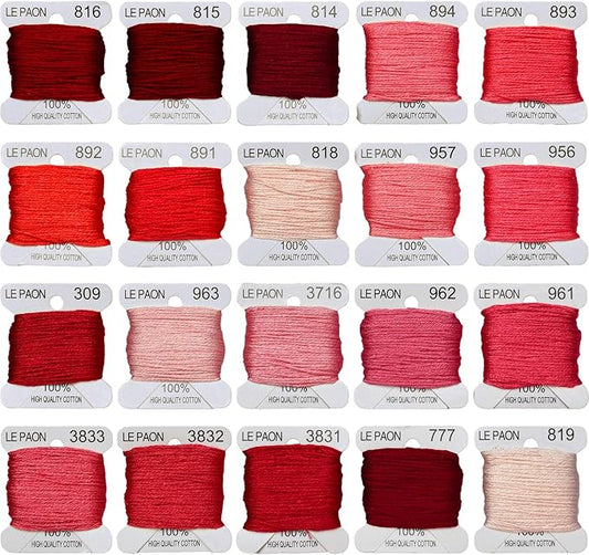 Premium Rainbow Color Embroidery Floss bobbins - Cross Stitch Threads - Friendship Bracelets Floss - Crafts Floss - 20 Bobbins Per Pack Embroidery Floss,Pink Gradient