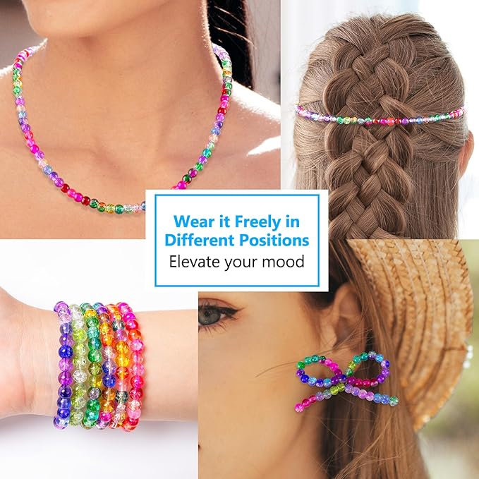 XSEINO About 7200pcs 144 Colors 6mm Crackle Glass Beads Bracelet Making Kit,6Box Different Style Crack Series Colorful Crystal Beads for Bracelet Jewelry Making,DIY Crafts,Friendship Bracelets
