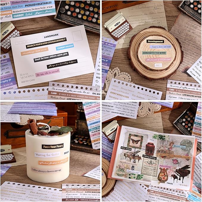 3000+ Pcs Word Stickers for Journaling, 50 Sheets Quote Sticker Gold Foil Art Scrapbook Stickers for Junk Journal, Inspiring Positive Small Talk Scrapbooking Supplies DIY Gift for Women Teen Girls