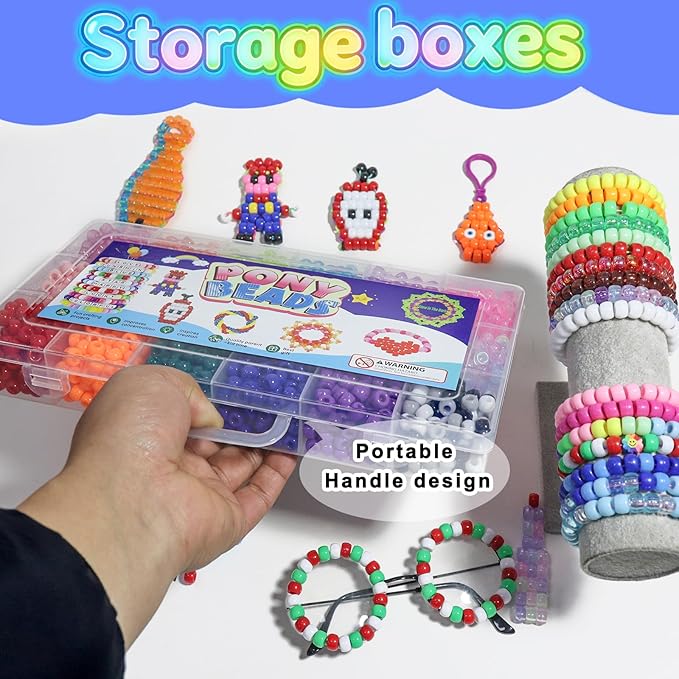 2400Pcs Glow in The Dark Pony Beads Bulk,20 Colors Rainbow Kandi Bead for Hair Braiding Friendship Bracelet Making Kandi Jewelry Key Chains DIY Crafts Chirstmas Gifts (2400PCS(20Color))