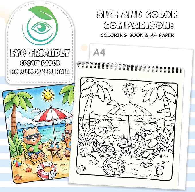 Cozy Coloring Book for Adults and Kids – Featuring Fuzzy’s Cute Animal Travel Adventures for Adult Stress Relief, Bold and Easy, Simple Designs for Teen Relaxation, Spiral Bound Design